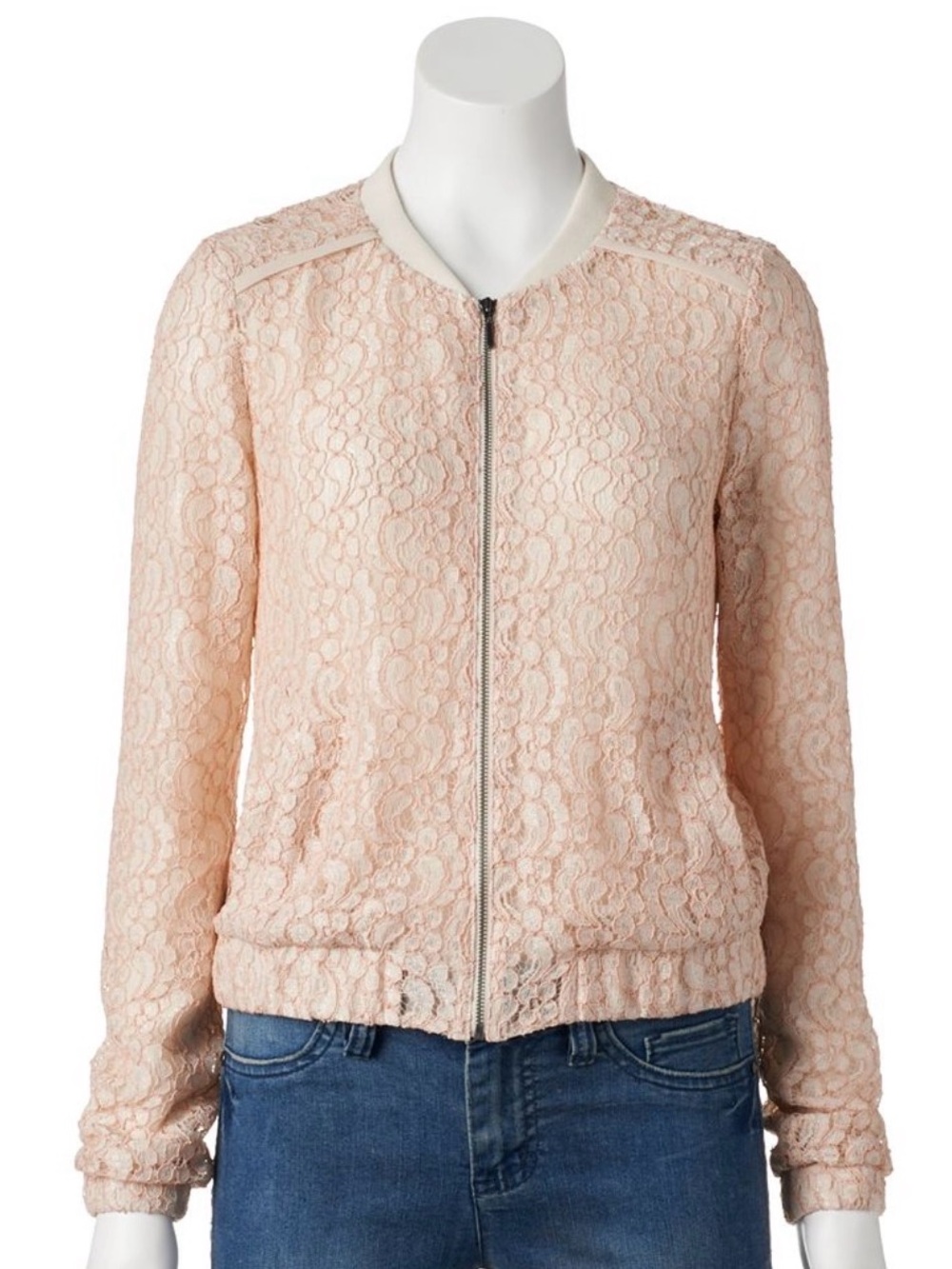 LC Lauren Conrad Lace Bomber Jacket - Blush